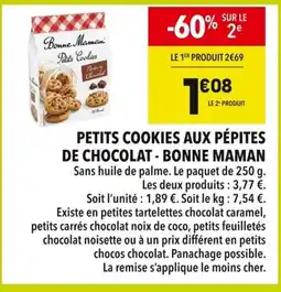 Supeco BONNE MAMAN Petits cookies aux pépites de chocolat offre
