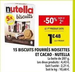 Supeco NUTELLA 15 biscuits fourrés noisettes et cacao offre