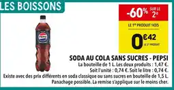 Supeco PEPSI Soda au cola sans sucres offre