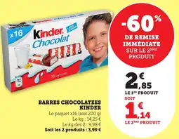 Maximarché Barres chocolatees kinder offre