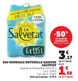 Maximarché Eau minerale naturelle gazeuse salvetat offre