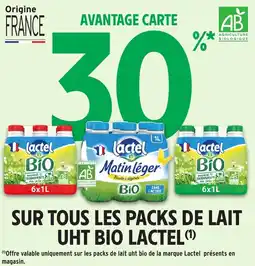 Intermarché Sur tous les packs de lait uht bio lactel offre