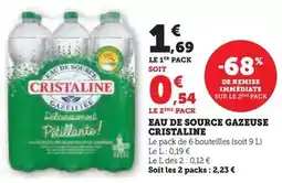 Hyper U Cristaline - eau de source gazeuse offre