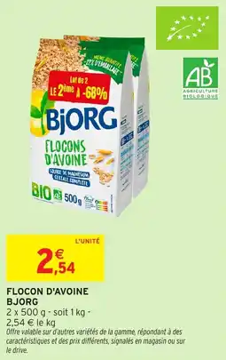 Intermarché Flocon d'avoine bjorg offre