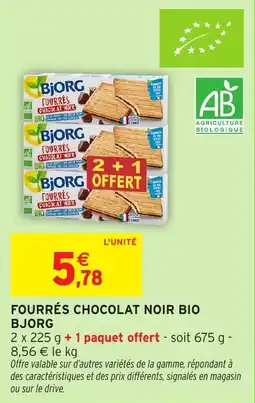 Intermarché Fourrés chocolat noir bio bjorg offre