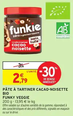 Intermarché Pâte à tartiner cacao noisette bio funky veggie offre
