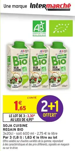 Intermarché Soja cuisine regain bio offre