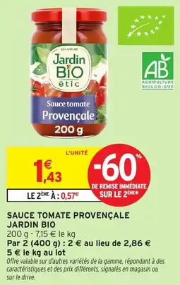 Intermarché Sauce tomate provençale jardin bio offre