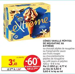 Intermarché Cônes vanille pépites de nougatine x6 extrême offre