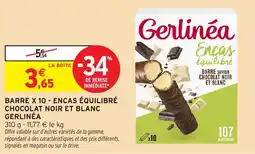 Intermarché Barre x 10 encas équilibré chocolat noir et blanc gerlinéa offre