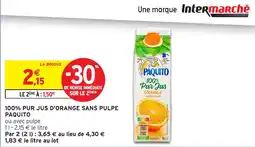 Intermarché 100% pur jus d'orange sans pulpe paquito offre