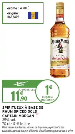 Intermarché Spiritueux à base de rhum spiced gold captain morgan offre