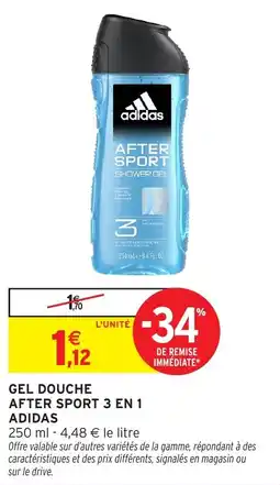 Intermarché Gel douche after sport 3 en 1 adidas offre