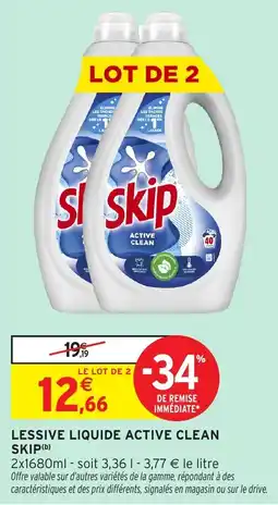 Intermarché Lessive liquide active clean skip offre