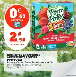 Utile POM'POTES Compotes en gourdes aux 5 fruits rouges offre