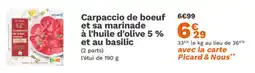 Picard Carpaccio de boeuf et sa marinade à l'huile d'olive 5% et au basilic offre