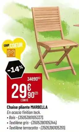 Tridôme MARBELLA Chaise pliante offre