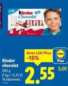 Lidl Kinder - chocolat offre