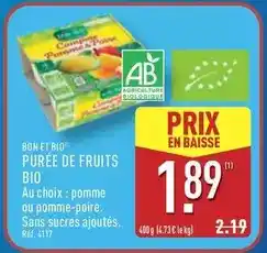 ALDI Purée de fruits bio offre