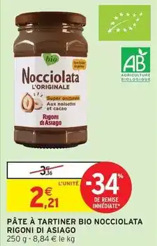 Intermarché Rigoni di asiago - pâte à tartiner bio nocciolata offre