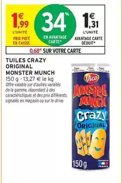 Intermarché Vico - tuiles crazy original monster munch offre