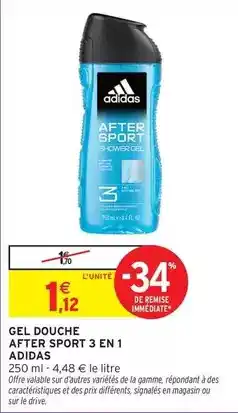 Intermarché Adidas - gel douche after sport 3 en 1 offre