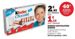 Hyper U Kinder - barres chocolatées offre