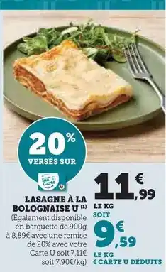 Hyper U U - lasagne à la bolognaise offre