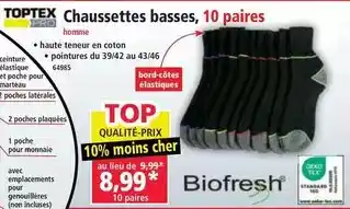 Norma Toptex - chaussettes basses, 10 paires offre