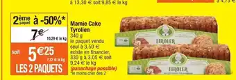 Migros Mamie cake tyrolien offre