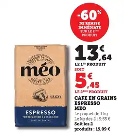 Bi1 MEO Cafe en grains espresso offre