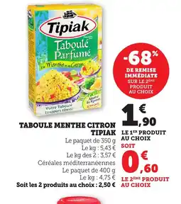 Bi1 TIPIAK Taboule menthe citron offre