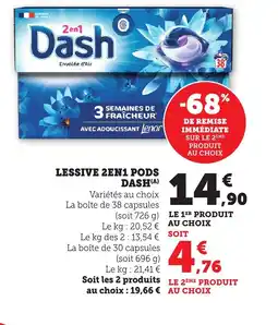 Bi1 DASH Lessive 2 en 1 pods offre
