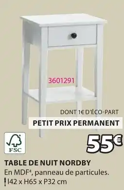 JYSK Table de nuit nordby offre