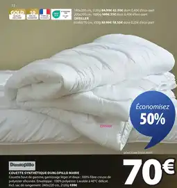 JYSK Couette synthétique dunlopillo marie offre