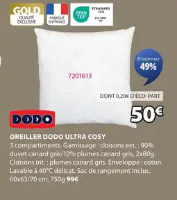 JYSK DODO Oreiller dodo ultra cosy offre