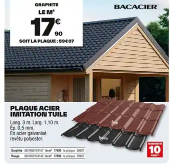 Brico Dépôt Plaque acier imitation tuile offre