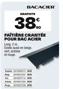 Brico Dépôt Faîtière crantée pour bac acier offre