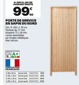 Brico Dépôt Porte de service en sapin du nord offre