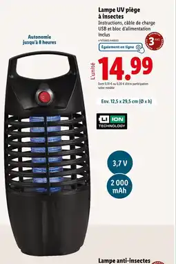 Lidl Lampe uv piège à insectes offre