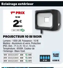 Brico Dépôt Projecteur 10 w noir offre