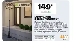 Brico Dépôt Lampadaire 3 têtes natumo offre