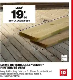 Brico Dépôt Lame de terrasse lemhi pin teinté vert offre