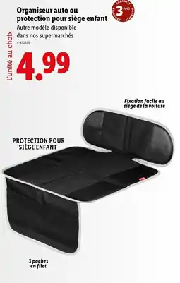 Lidl Organiseur auto ou protection pour siège enfant offre