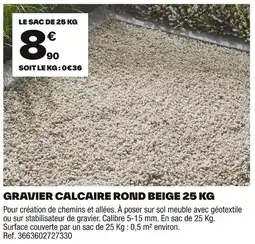 Brico Dépôt Gravier calcaire rond beige offre