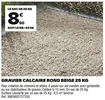 Brico Dépôt Gravier calcaire rond beige offre