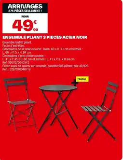 Brico Dépôt Ensemble pliant 3 pieces acier noir offre