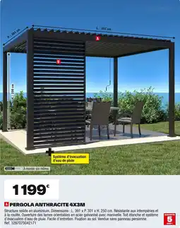 Brico Dépôt Pergola anthracite 4x3m offre