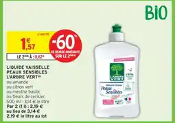Intermarché Hyper Liquide Vaisselle Peaux Sensibles L'arbre Vert offre