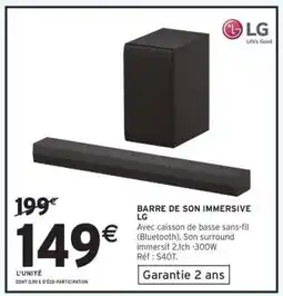 Intermarché Hyper Barre de Son Immersive LG offre